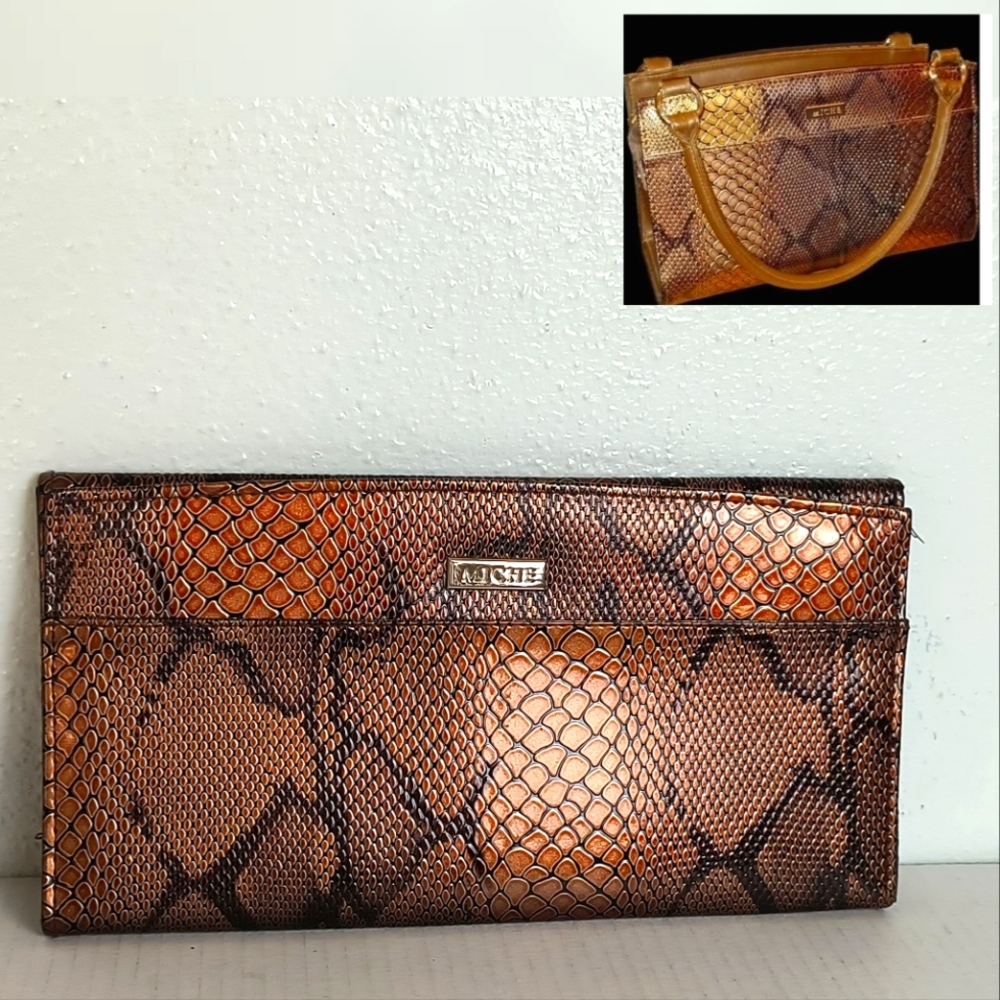 Miche Classic Shell Base Bag Jen Snake Embossed Bronze Vintage Y2K